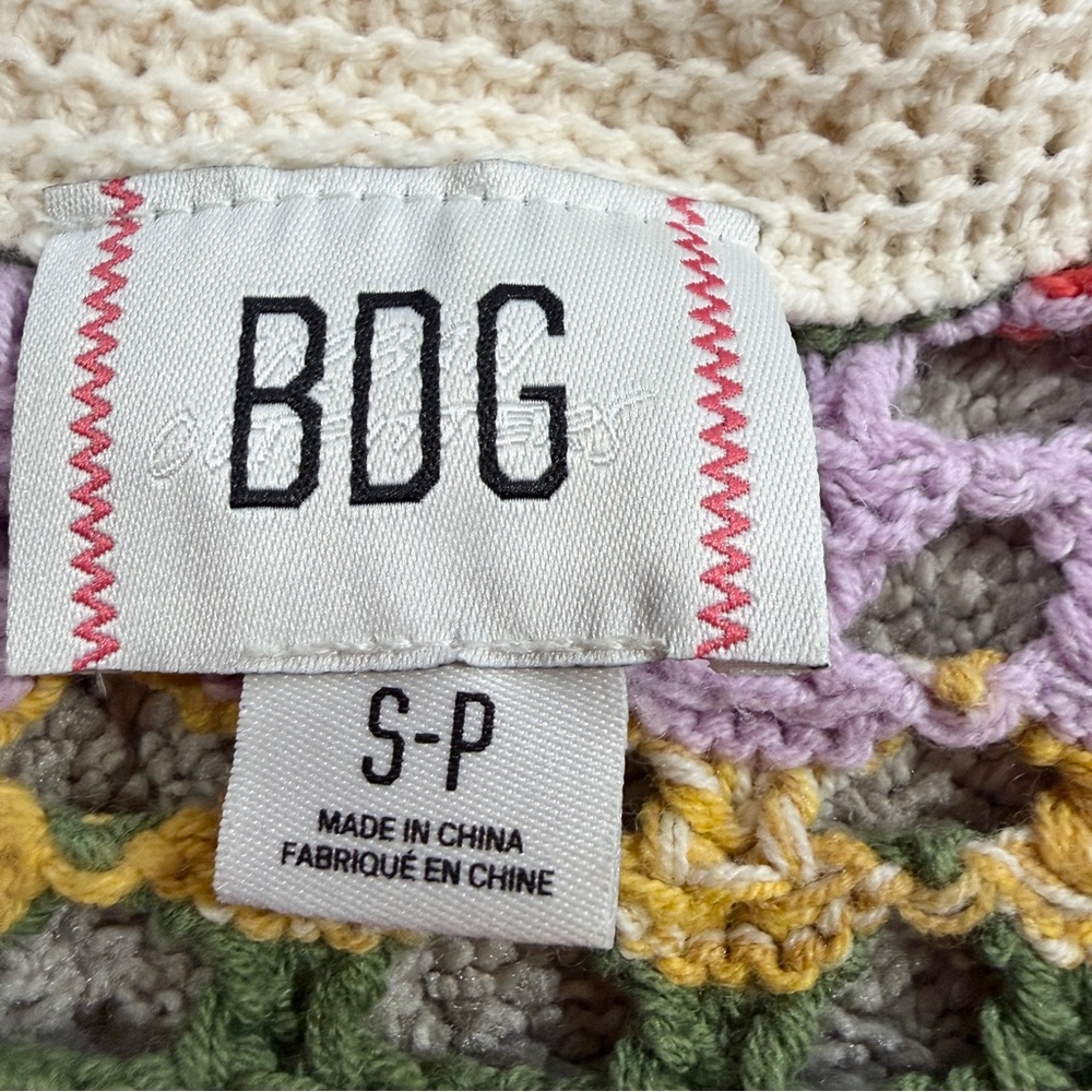BDG Urban Outfitters Women’s Crochet Knit Tank Top V-Neck Crop Pullover Stripe S - Picture 9 of 12